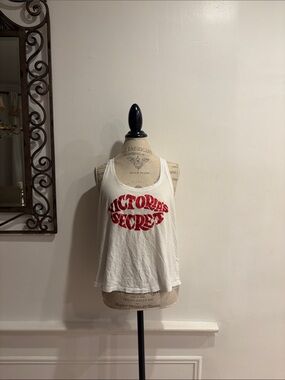 Victoria's Secret White Tank with Red Graphic Logo